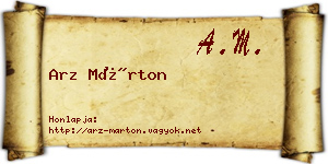 Arz Márton névjegykártya